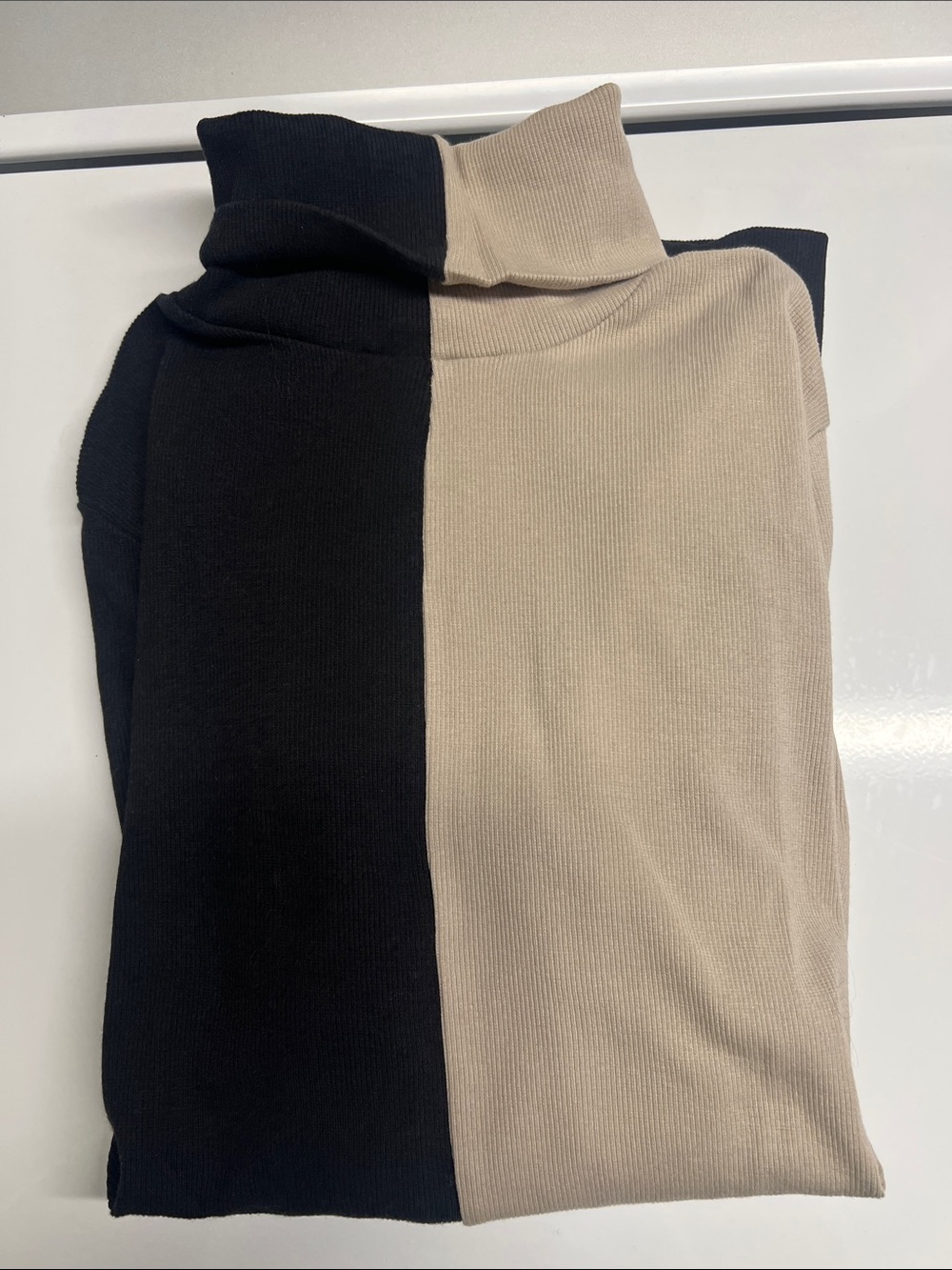 Alp N Rock Two-Tone Black and Beige Turtleneck Sweater